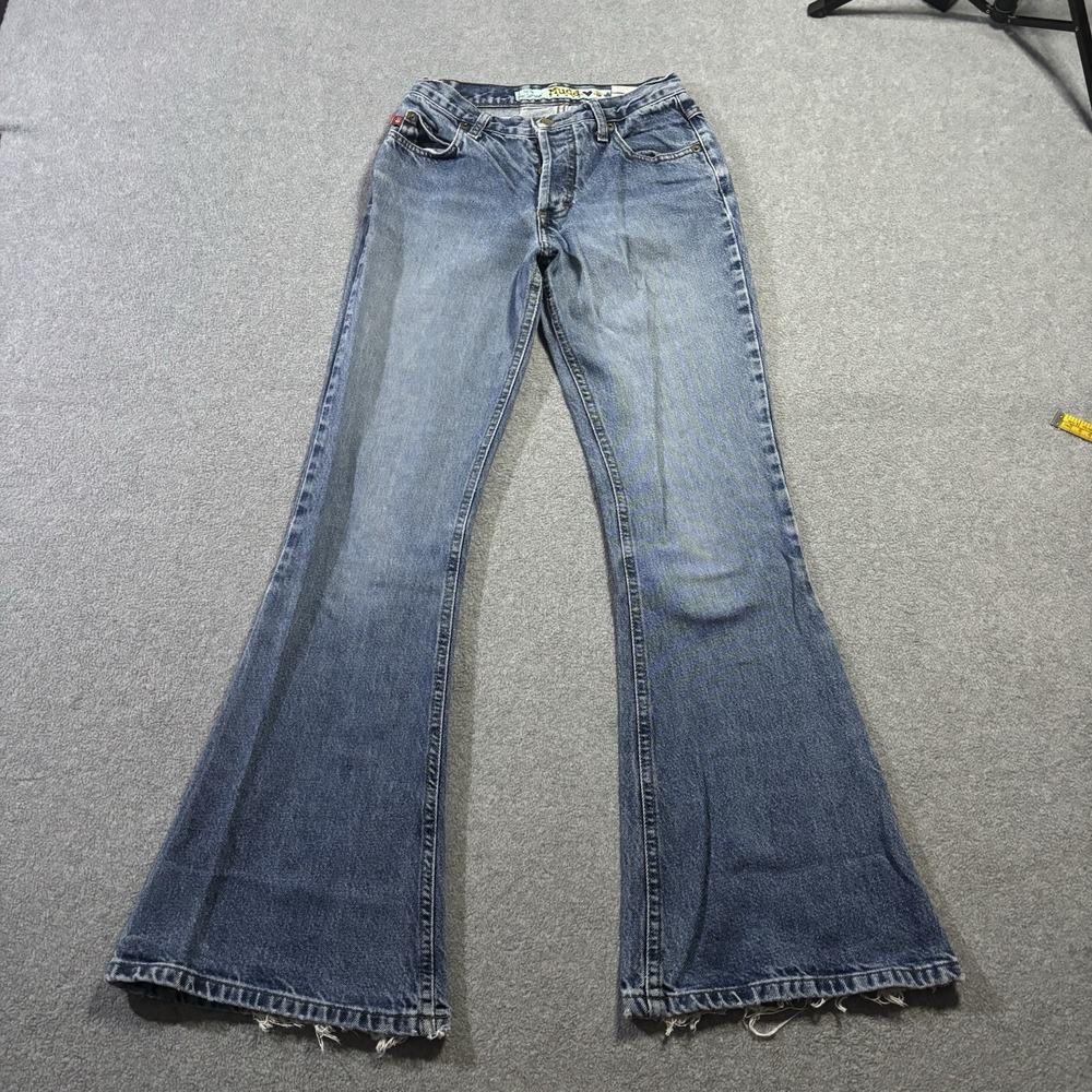 Vtg 90s Y2K Mudd Flare Jeans Size 3 Button Fly Denim Bell Bottoms Mexico